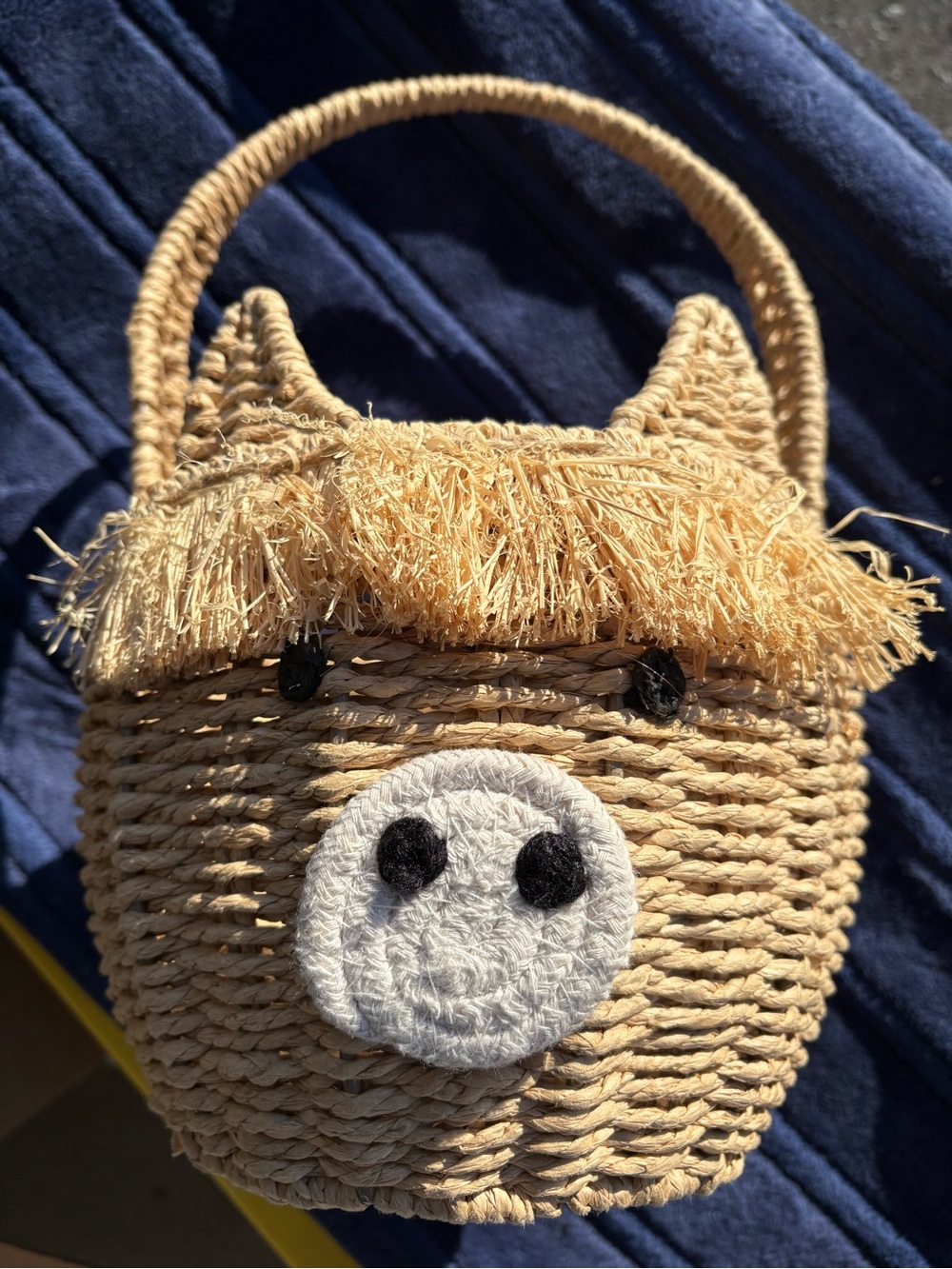 Wicker highland cow basket